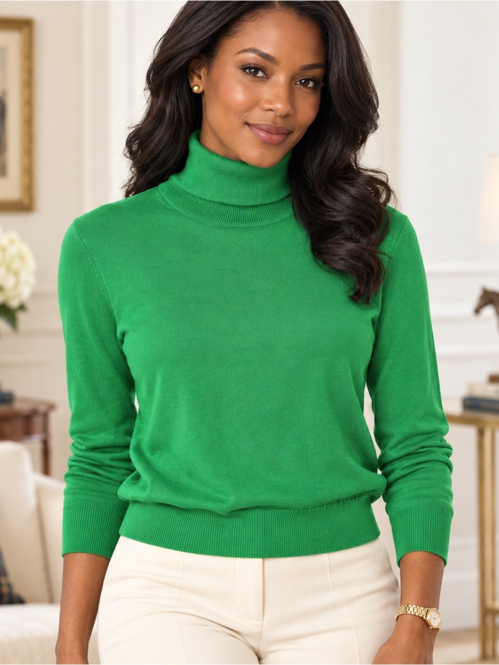 Peter Nygard Kelly Green Classic Turtleneck Sweater • Medium